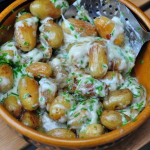 Fresh potatoes with raclette cheese